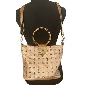 Baby Phat Rose Gold Logo Print Shoulder Bag Ring Handles & Strap Y2K Vintage